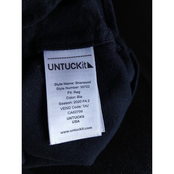 Untuckit Flannel Sherwood Button Down Shirt Size Medium Black Cotton - Picture 9 of 9